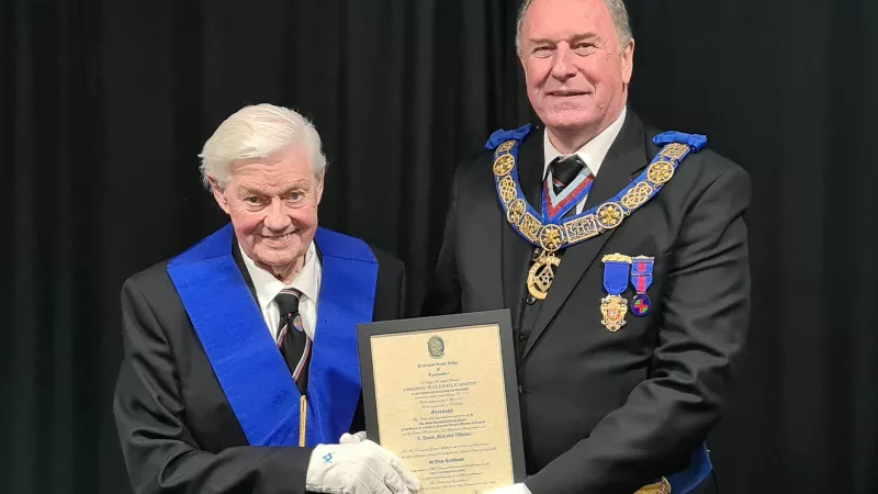 Gordon Smith and current Provincial Grand Master Dave Wheeler