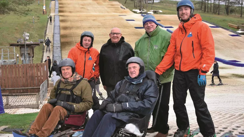 West Wales Freemasons at the Pembry Ski4All track after donating £8500