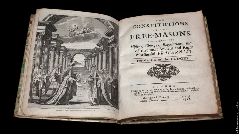 Anderson's Constitutions of the Free-masons, 1723 ©Museum of Freemasonry, London