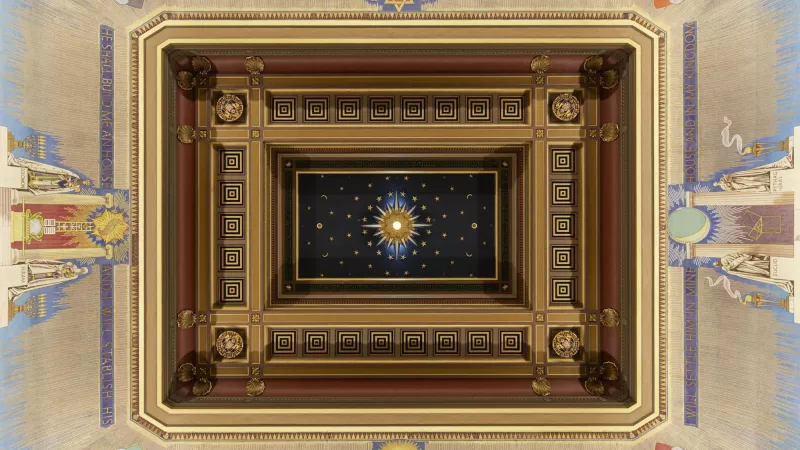 Mosaic ceiling at the Grand Temple in Freemasons' Hall