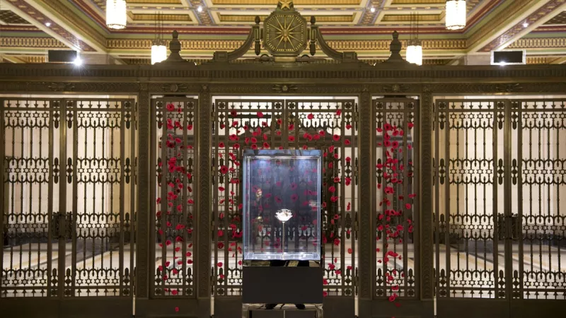 Poppies installation at Freemasons' Hall in London