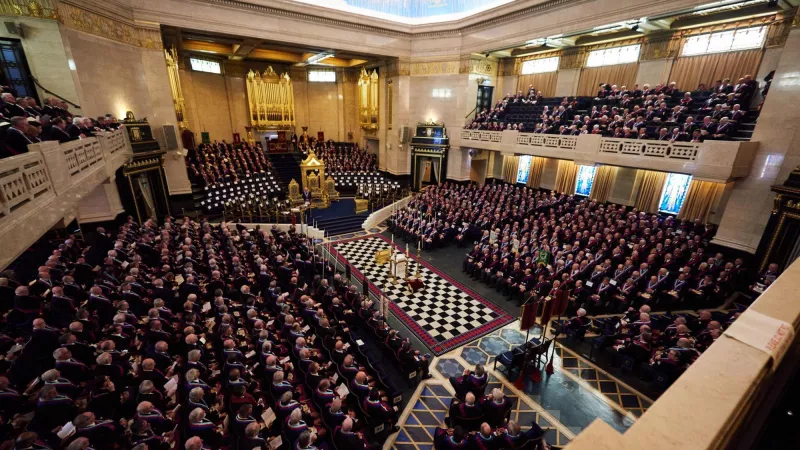 Royal Arch companions during a ceremony in the Grand Temple at Freemasons Hall in London