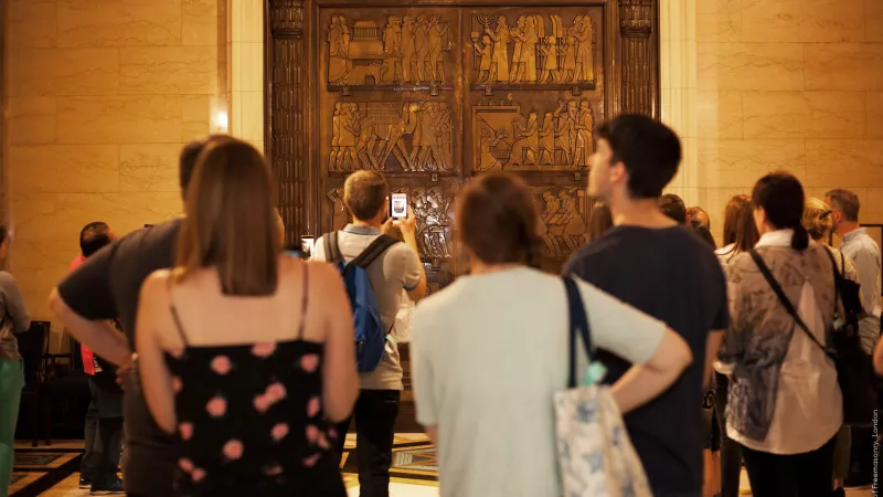 Visitors on a Freemasons Hall tour