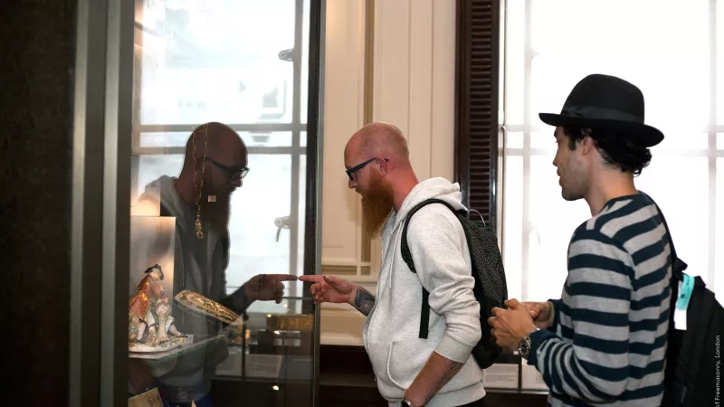 Visitors in the North Gallery of the Museum of Freemasonry