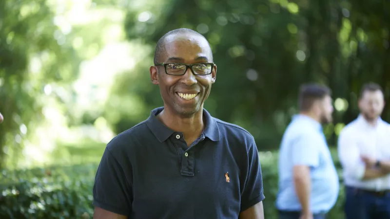 A freemason smiling