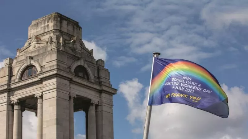 Flag raised on the roof of Freemasons’ Hall in honour of everything the frontline workers have done for us