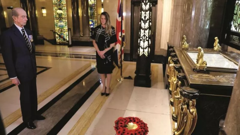 Freemasons honour the fallen in a spectacular display of remembrance images projected onto Freemasons’ Hall