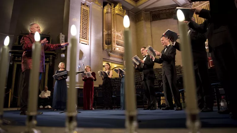 Belmont Ensemble at Freemasons Hall during a Christmas concert