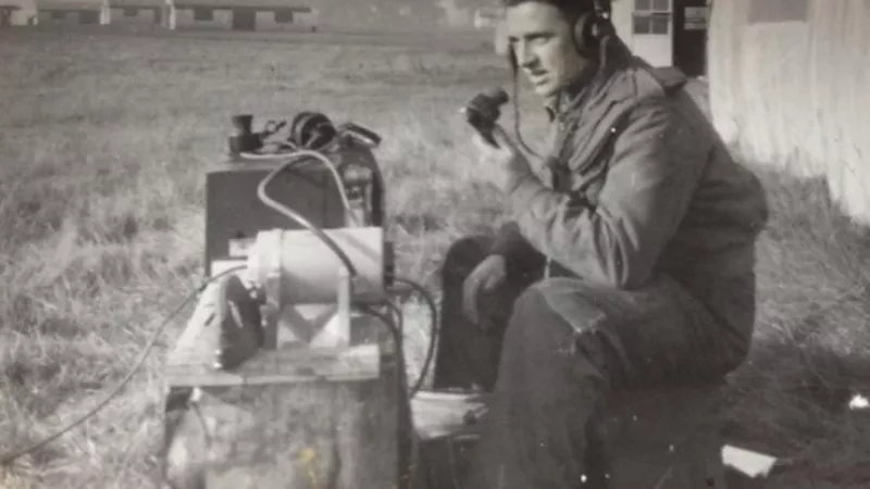 Ron with radio equipment in his army days in Catterick.
