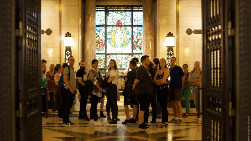 Visitors in the Grand Temple at Freemasons Hall in London