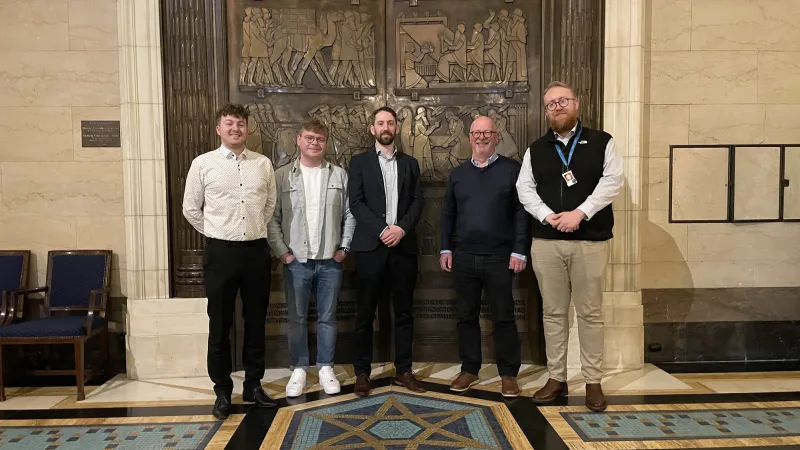 Freemasons in front of the Grand Temple in Covent Garden, London