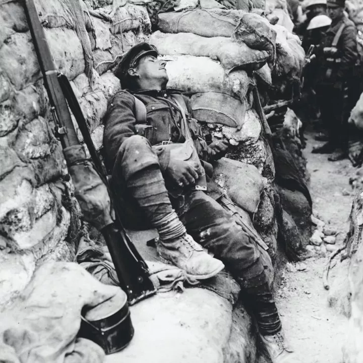 British Soldier Asleep in Trench