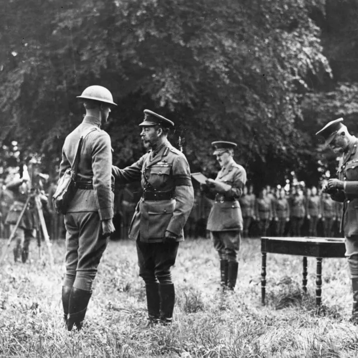 King George V Decorates Lieutenant Yagle of the Signal Corps for Bravery