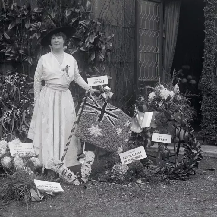 Floral tributes sent to Madam Ada Crossly by the wounded ANZACS whom she entertained, c.1915