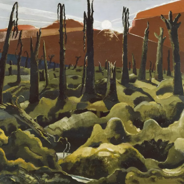 1918 oil on canvas by Paul Nash. The optimistic title belies its depiction of a scarred landscape created by WWI