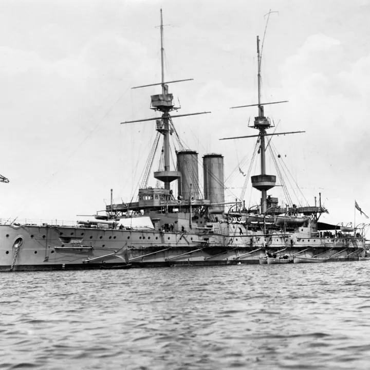 Royal Navy pre-Dreadnought Battleship torpedoed by the German submarine U-24 on 1 January 1915, 547 men died, including 9 Freemasons