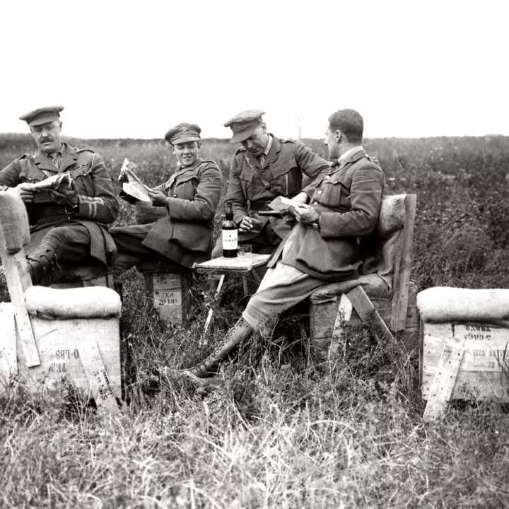 British officers relaxing, c.1916