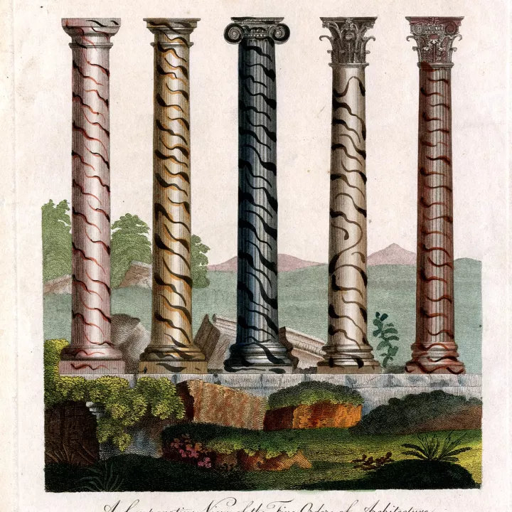 Five Orders of Architecture by J Wilkes 1795 at Museum of Freemasonry London