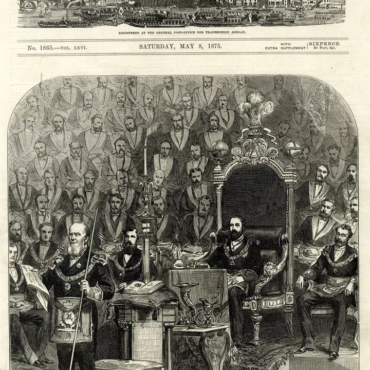 Installation of Prince of Wales as Grand Master by Illustrated London News in1876 at Museum of Freemasonry in London