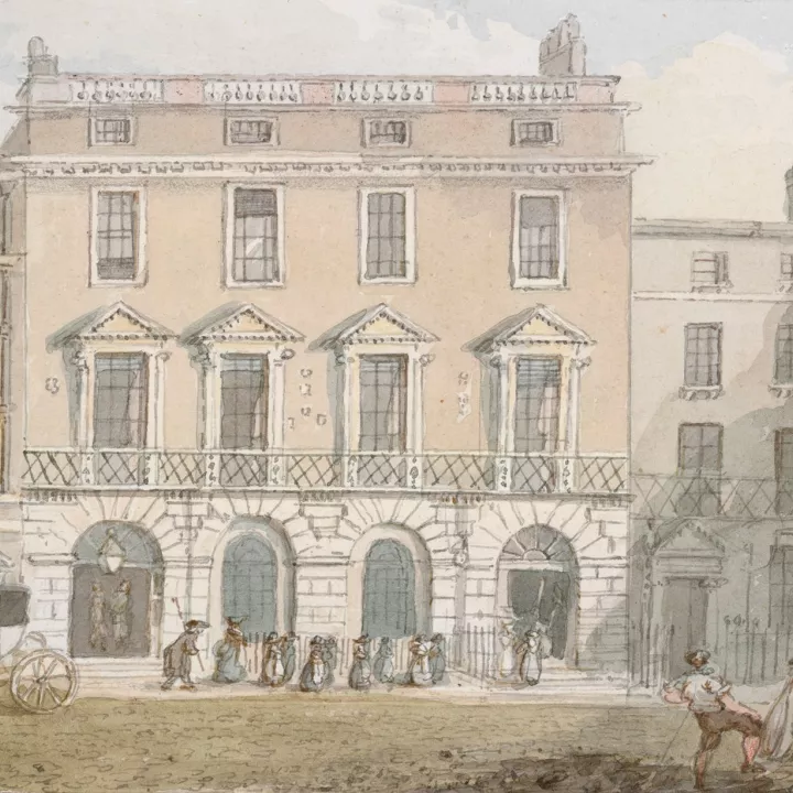 Nixon's Watercolour of Freemasons' Tavern in 1800 at Museum of Freemasonry in London